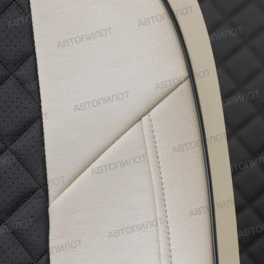 Чехлы из экокожи ромб на Audi A1 Sportback (2010-2018) Белый + Черный