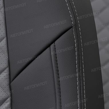 Чехлы из экокожи ромб на Audi A1 Sportback (2010-2018) Черный + Серый