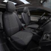 Чехлы на Hyundai Staria 8 мест (2021-2023), Алькантара Ромб, Черный + Темно-серый