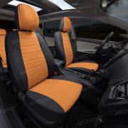 Чехлы на Hyundai Staria 8 мест (2021-2023), Экокожа, Черный + Оранжевый