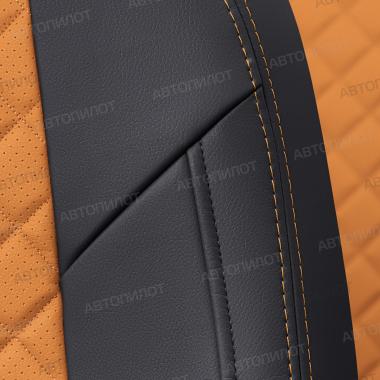 Чехлы из экокожи ромб на Audi A1 Sportback (2010-2018) Черный + Оранжевый