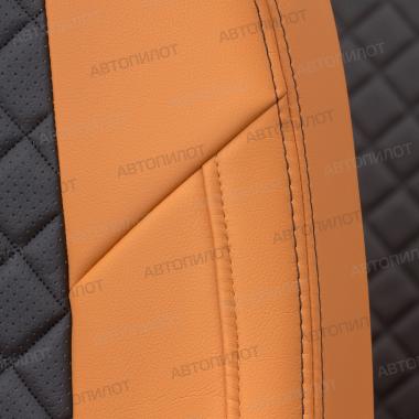 Чехлы из экокожи ромб на Audi A1 Sportback (2010-2018) Оранжевый + Черный