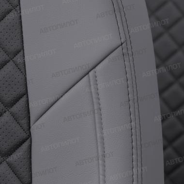 Чехлы из экокожи ромб на Audi A1 Sportback (2010-2018) Серый + Черный