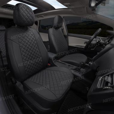 Чехлы из экокожи ромб на Audi A1 Sportback (2010-2018) Черный + Черный