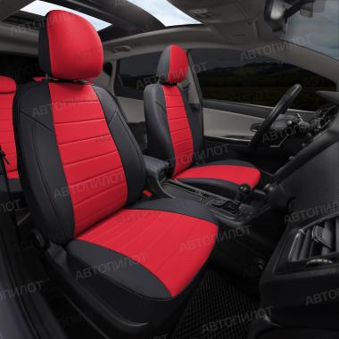 Чехлы из экокожи на Audi A1 Sportback (2010-2018) Черный + Красный