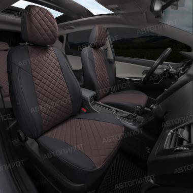 Чехлы из экокожи ромб на Audi A1 Sportback (2010-2018) Черный + Шоколад